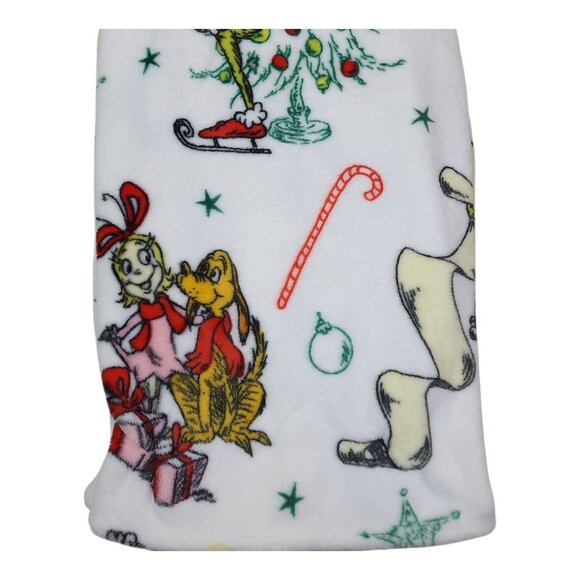 The Grinch Dr. Seuss Christmas Soft Plush Throw Blanket 50"x70" Candy Cane - Picture 3 of 10